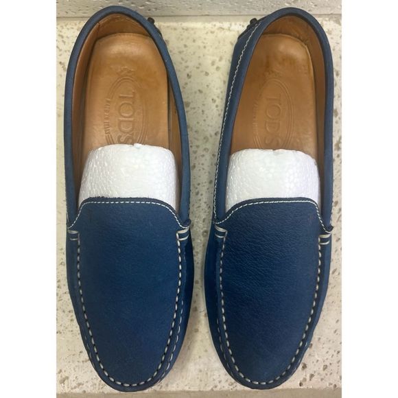 Tod's Wonen’s Blue Leather Gommino Driving Loafers Size 6 1/2 - Picture 4 of 13